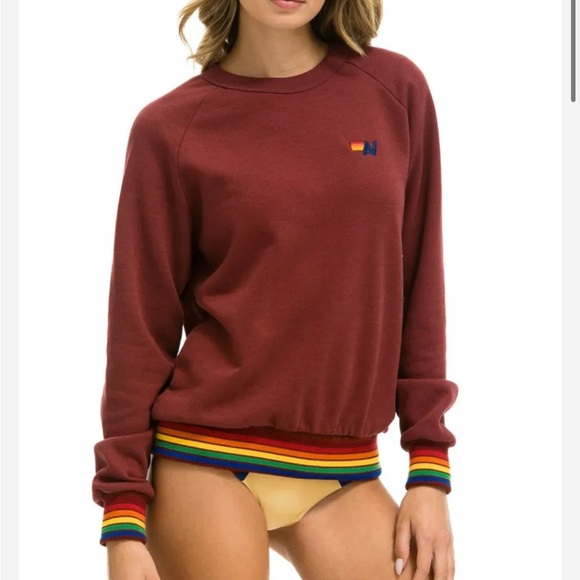 Aviator Nation Rainbow Rib Crew Sweatshirt - Picture 1 of 3